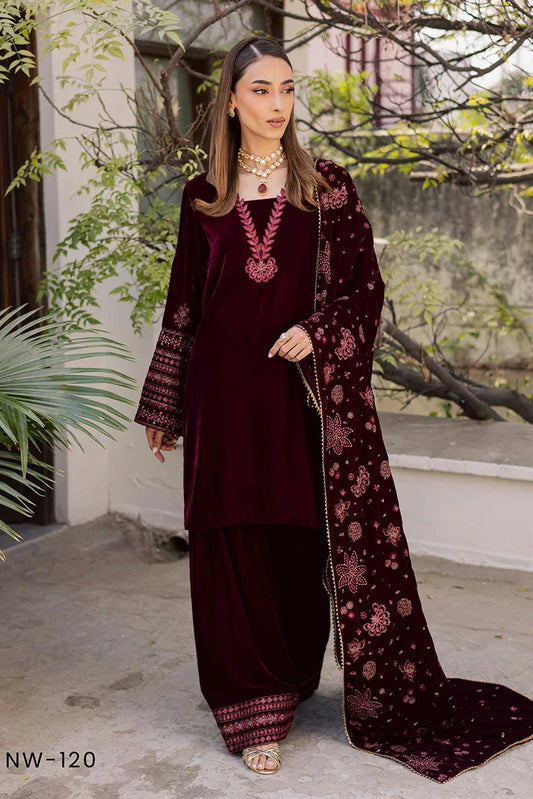 Nureh - Maya Embroidered Velvet Collection Vol 4 - NW-120 - Unstitched