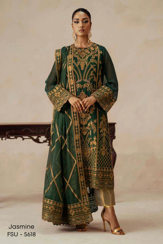 Picture of Freesia - Mehrun Luxury Chiffon Collection - FSU-5618 Jasmine - Unstitched - Available at Raja Sahib