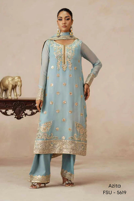 Picture of Freesia - Mehrun Luxury Chiffon Collection - FSU-5619 Azita - Unstitched - Available at Raja Sahib