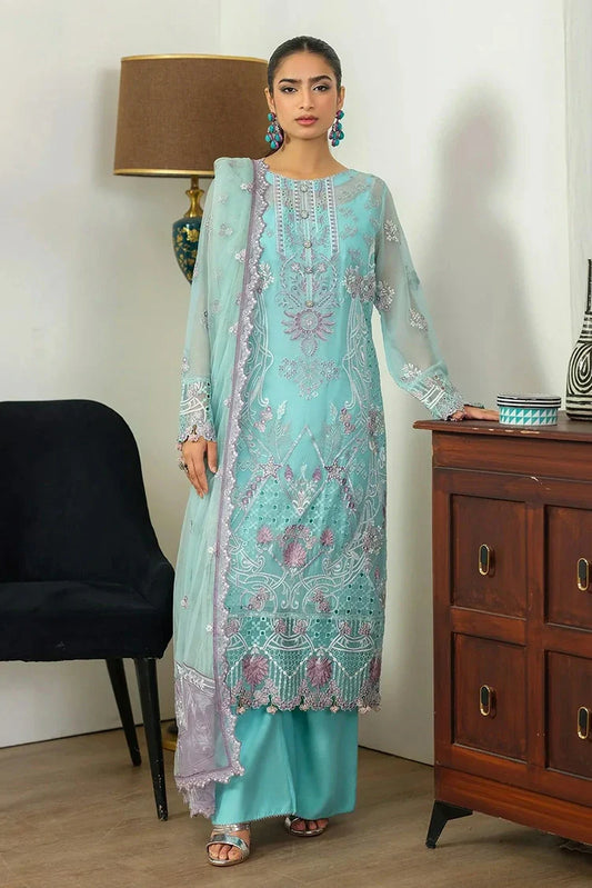 Picture of Waresha - Formal Era Collection - WFE-08-FROSTED AZURE - Unstitched - Available at Raja Sahib