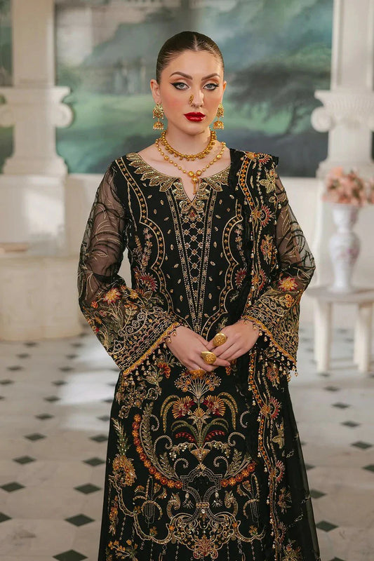 Picture of Raeesa - Ada Luxury Chiffon Collection - HU-46 Black Swan - Unstitched - Available at Raja Sahib