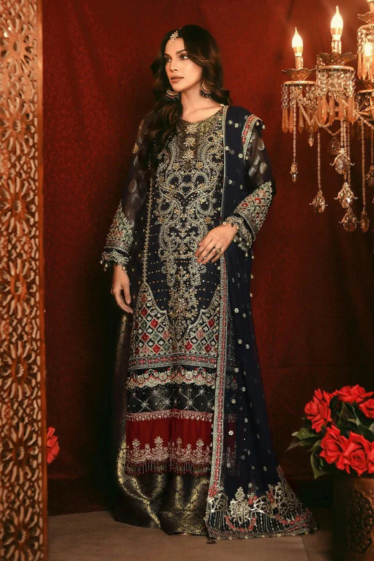 Picture of Raeesa - Nooraniyat Wedding Edition - D3-Dark Midnight Blue - Unstitched - Available at Raja Sahib
