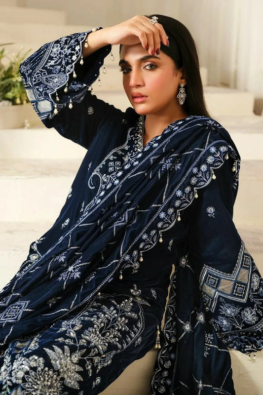 Picture of Raeesa - Sheen Luxury Velvet - HV-08-Soil - Unstitched - Available at Raja Sahib