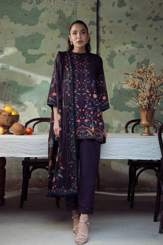 Picture of Sahar - Elara Fall Winter Printed Collection - AW1-25-04-Royal Plum - Unstitched - Available at Raja Sahib