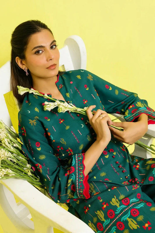 Picture of Sahar - Elara Fall Winter 2 Piece Printed Collection - AW1-25-24-Teal Mirage - Unstitched - Available at Raja Sahib