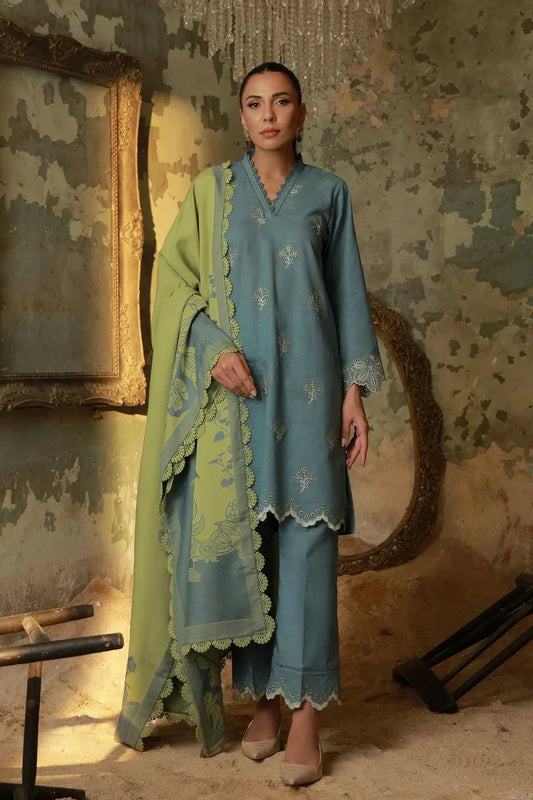 Picture of Sahar - Fall Embroidered Edit - AW1-25-13-Aqua Meadow - Unstitched - Available at Raja Sahib