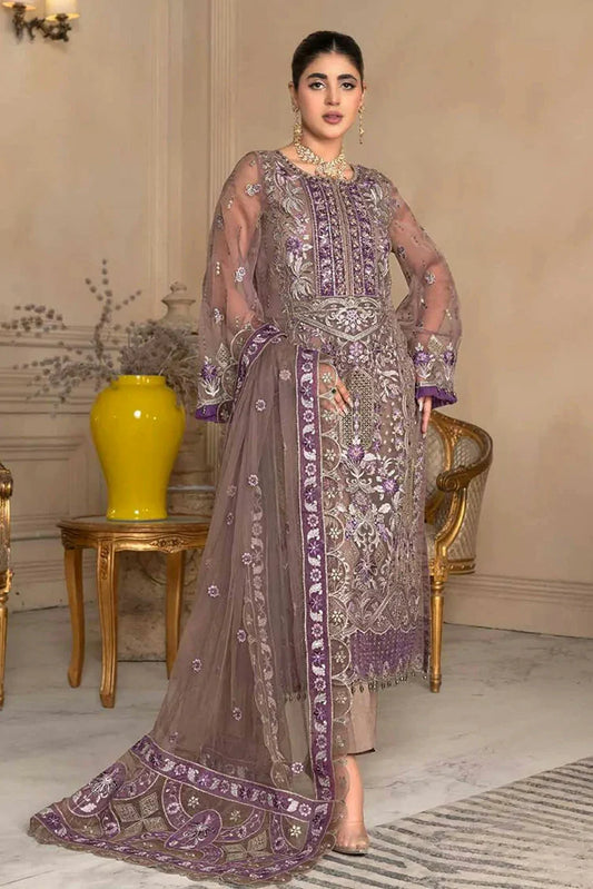 Picture of Janique - Embellish Luxury Collection Vol 7 - Design-03 Tyrian Purpel - Unstitched - Available at Raja Sahib