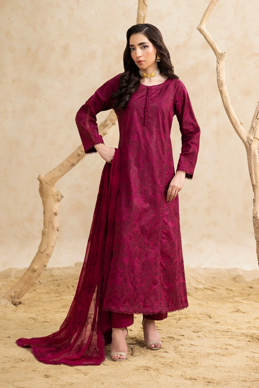 Threads & Weaves - Burgundy Embroidered Suit - 3 Piece