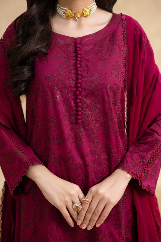 Picture of Threads & Weaves - Burgundy Embroidered Suit - 3 Piece - Available at Raja Sahib
