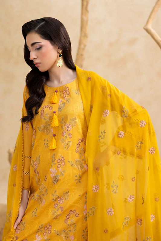 Picture of Threads & Weaves - Mustard Yellow Embroidered Suit - 3 Piece - Available at Raja Sahib
