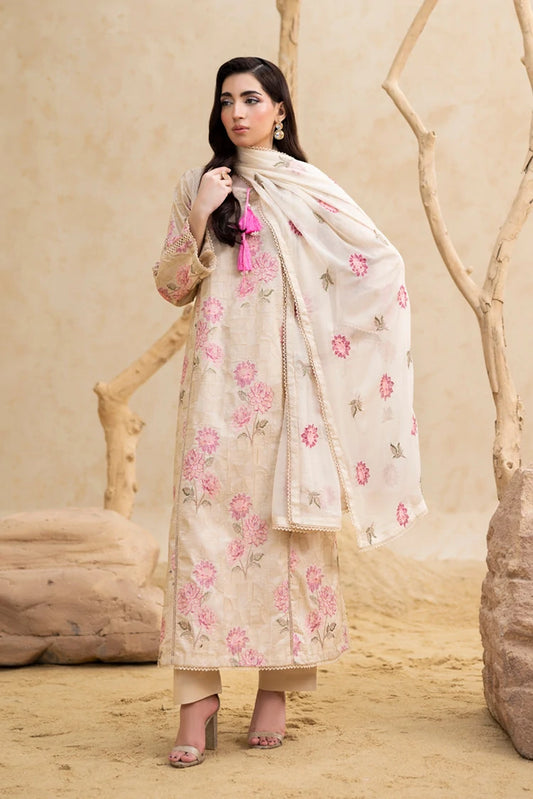 Threads & Weaves - Skin Beige Embroidered Suit - 3 Piece