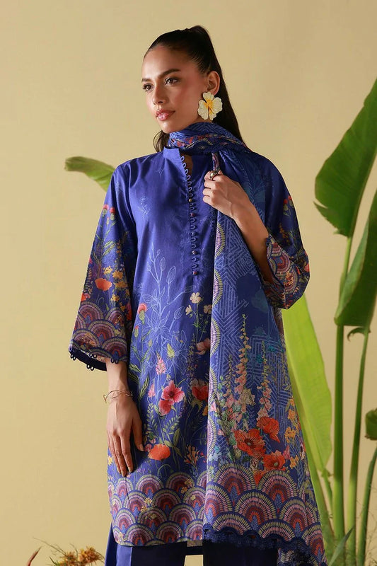 Sahar - Mirha Printed Lawn Collection - SS1-26-10-Royal Cobalt - Unstitched