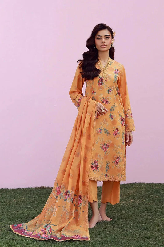 Sahar - Mirha Printed Lawn Collection - SS1-26-07-Marigold Mist - Unstitched