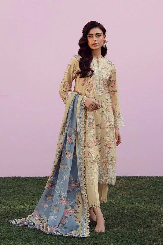 Picture of Sahar - Mirha Embroidered Printed Lawn Collection - SS1-26-37-Rose Crème - Unstitched - Available at Raja Sahib
