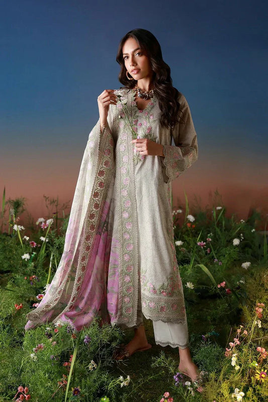Picture of Sahar - Mirha Embroidered Printed Lawn Collection - SS1-26-38-Ivory Petaline - Unstitched - Available at Raja Sahib