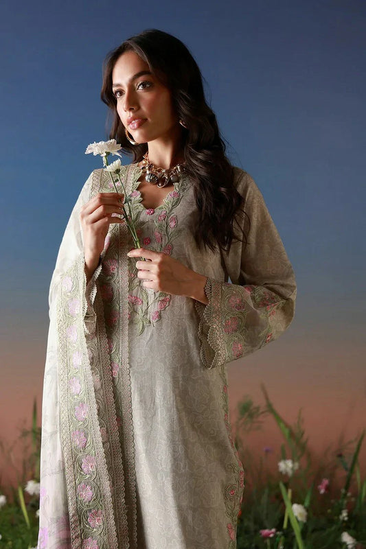 Picture of Sahar - Mirha Embroidered Printed Lawn Collection - SS1-26-38-Ivory Petaline - Unstitched - Available at Raja Sahib