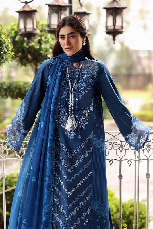Picture of Sardinia - Embroidered Lawn Eid Edit - 06-TERRACE BLUE - Unstitched - Available at Raja Sahib