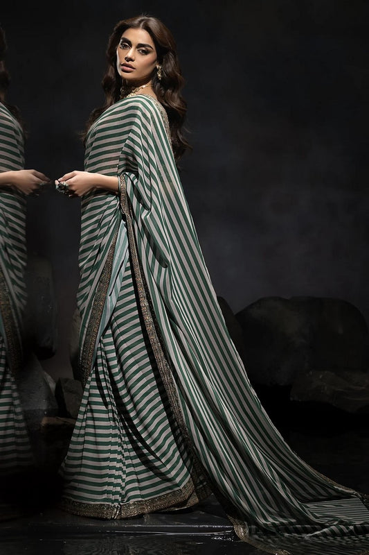 Picture of Charizma - Seher Premium Hand Work & Embroidered Formal Chiffon Saree Collection Vol 1 - CSS6-04 - Unstitched - Available at Raja Sahib