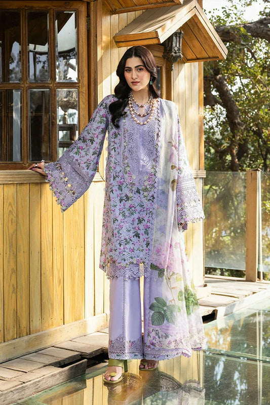 Picture of Elaf - Chikankari Prints With Chiffon Dupatta - ERC-6B IRIS - Unstitched - Available at Raja Sahib