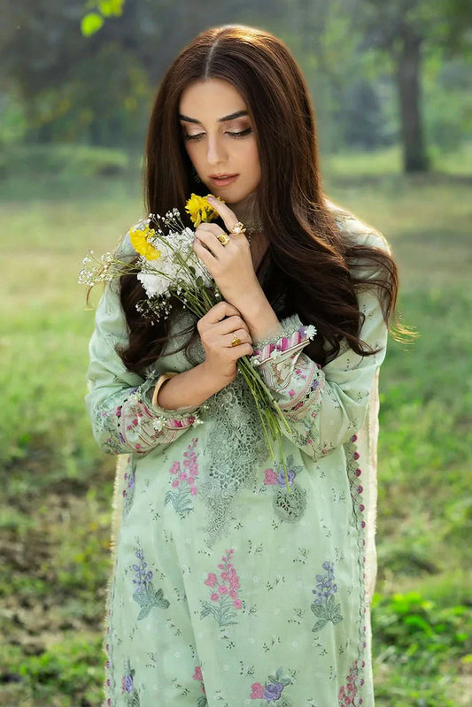 Picture of Elaf - Chikankari Prints With Chiffon Dupatta - ERC-7B NAHL - Unstitched - Available at Raja Sahib