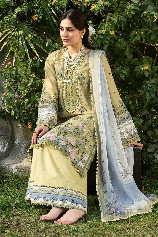 Picture of Elaf - Chikankari Prints With Chiffon Dupatta - ERC-8B MENAH - Unstitched - Available at Raja Sahib