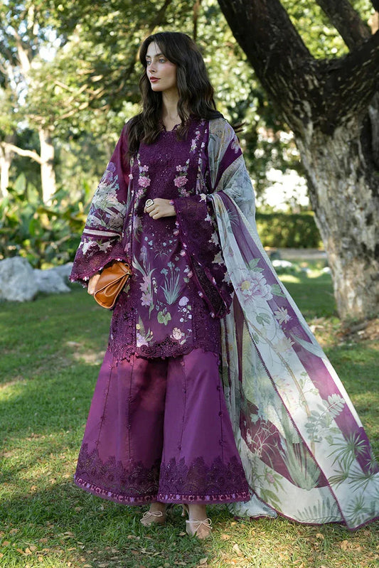 Picture of Elaf - Signature Florals Whispers Collection - ESA-5B DARLING PLUM - Unstitched - Available at Raja Sahib
