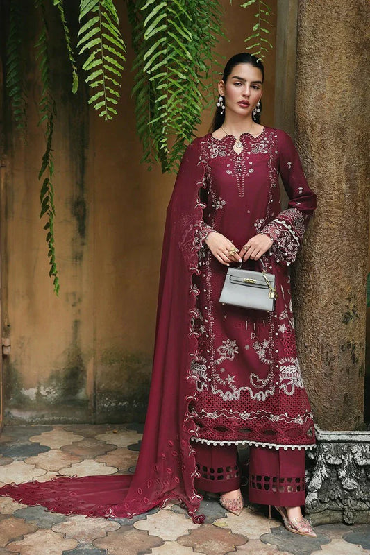 Picture of Qalamkar - Qline Lawn Drop 1 - RP-12 GARNET - Unstitched - Available at Raja Sahib