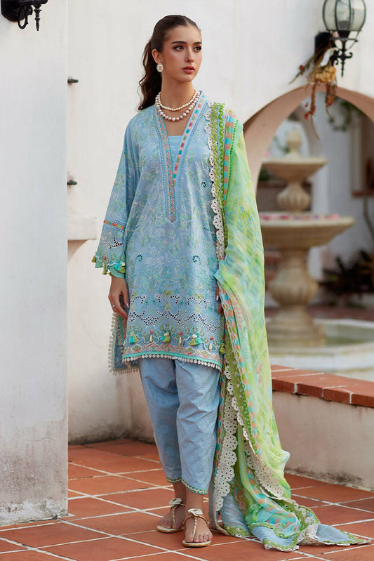 Picture of Farah Talib Aziz - Luv Duv Luxury Lawn Collection - FTA-10 Sienna Sky Blue - Unstitched - Available at Raja Sahib