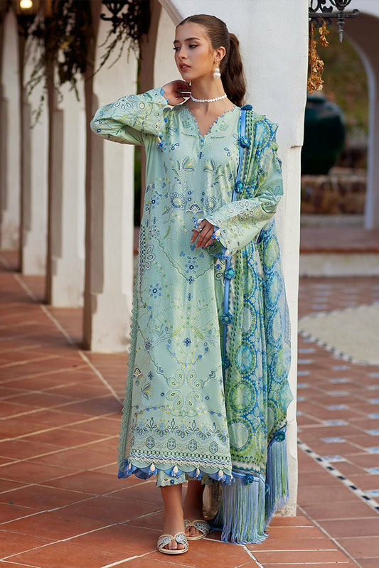 Picture of Farah Talib Aziz - Luv Duv Luxury Lawn Collection - FTA-11 Marcia Mint - Unstitched - Available at Raja Sahib