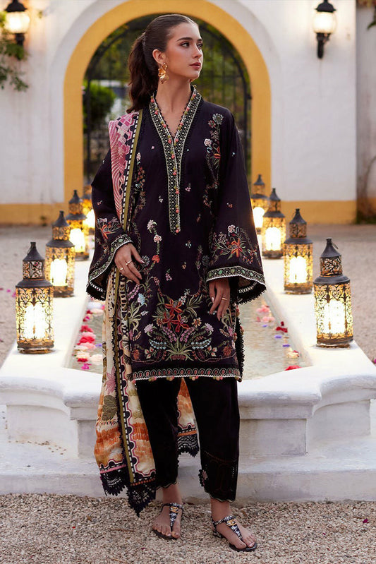 Picture of Farah Talib Aziz - Luv Duv Luxury Lawn Collection - FTA-03 Blanca Black - Unstitched - Available at Raja Sahib