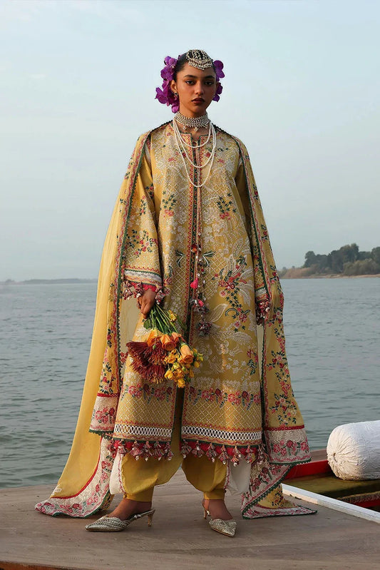 Picture of Hussain Rehar - Kala Bagh Luxury Lawn Eid Edit - D-84-Ochre - Unstitched - Available at Raja Sahib