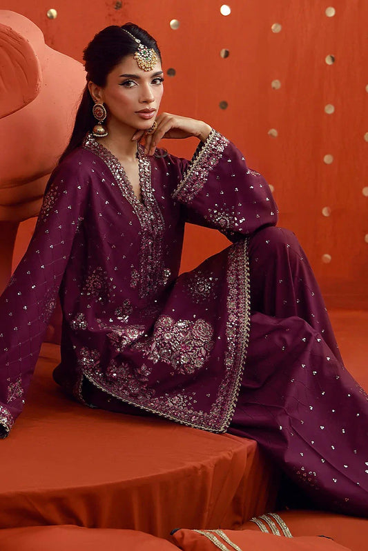 Asim Jofa - Luxury Festive - AJULFB-10 Embroidered Boski Silk 2 Pcs - Unstitched