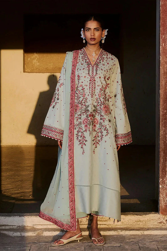 Picture of Hussain Rehar - Zan Spring Summer - D-103 Firuz - Unstitched - Available at Raja Sahib