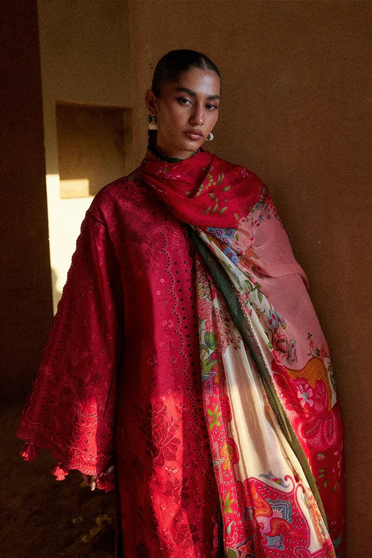 Picture of Hussain Rehar - Zan Spring Summer - D-104 Qermez - Unstitched - Available at Raja Sahib