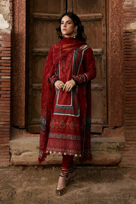 Picture of Kahf - Aangan Printed Chiffon Collection - KPS-1A SURKH NOOR - Unstitched - Available at Raja Sahib