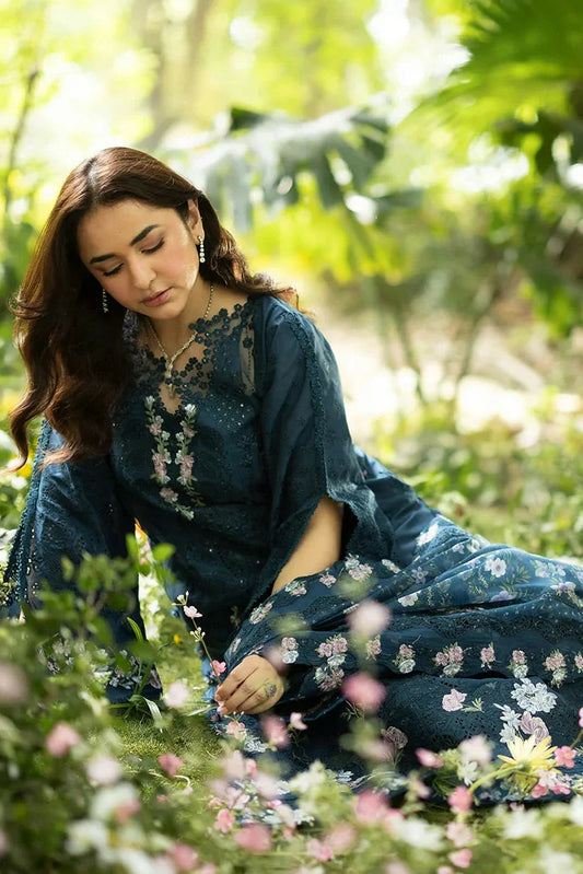 Picture of Elaf - Luxury Lawn Unstitched Vol 2 - ELQ-3B EMERALD FERN - Unstitched - Available at Raja Sahib