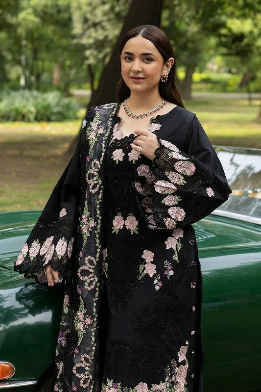 Picture of Elaf - Luxury Lawn Unstitched Vol 2 - ELQ-5B BLACK MASCARA - Unstitched - Available at Raja Sahib