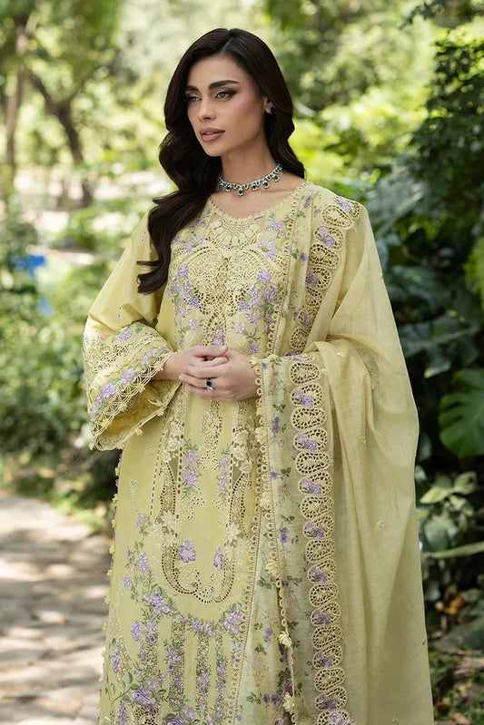 Picture of Elaf - Luxury Lawn Unstitched Vol 2 - ELQ-7A BUTTER YELLOW - Unstitched - Available at Raja Sahib