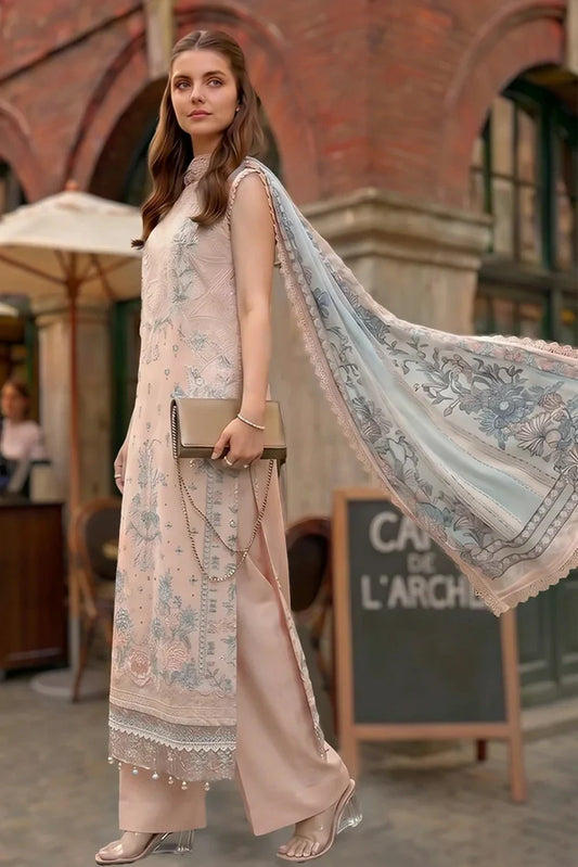 Picture of Asifa & Nabeel - Summer Lawn Soiree - Peach Garden (SL26-05) - Unstitched - Available at Raja Sahib