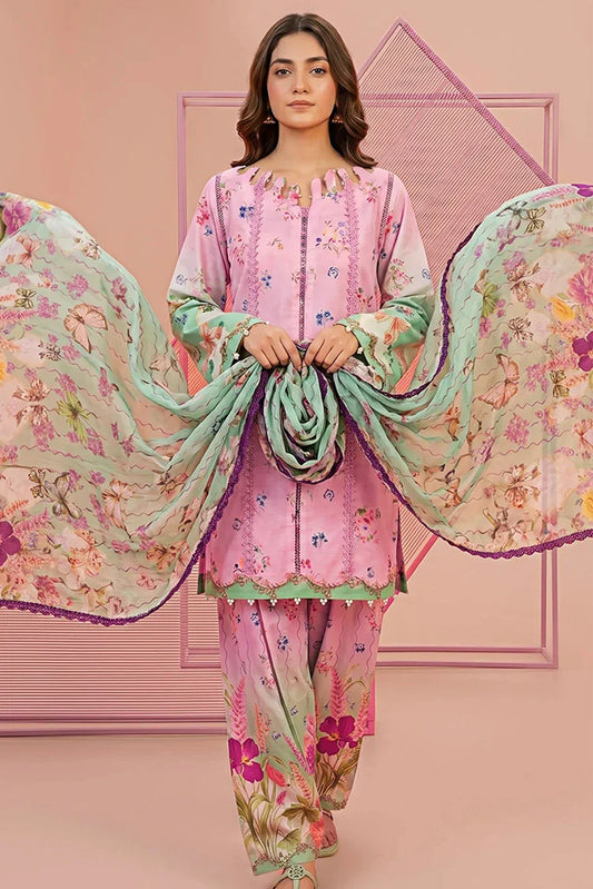 Asifa & Nabeel - Yakin Printed Lawn - Carnation (YKL26-06) - Unstitched