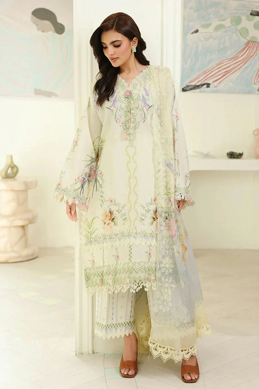Roheenaz - Petals In Prints - 01-Ivory Sonata - Unstitched