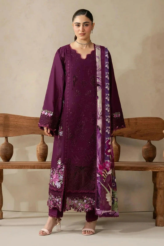 Elaf - E Craft Chikankari With Chiffon Dupatta - EHC-2B CASSIS - Unstitched
