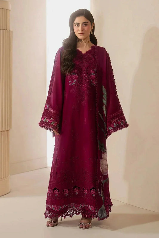Elaf - E Craft Chikankari With Chiffon Dupatta - EHC-4A GARNET - Unstitched
