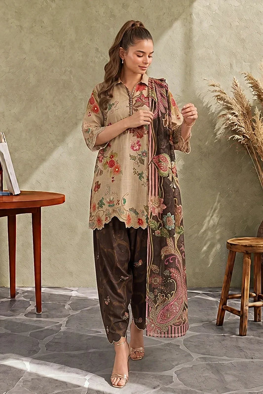 Asifa & Nabeel - Cambric Printed - Mocca (CU26-04) - Unstitched