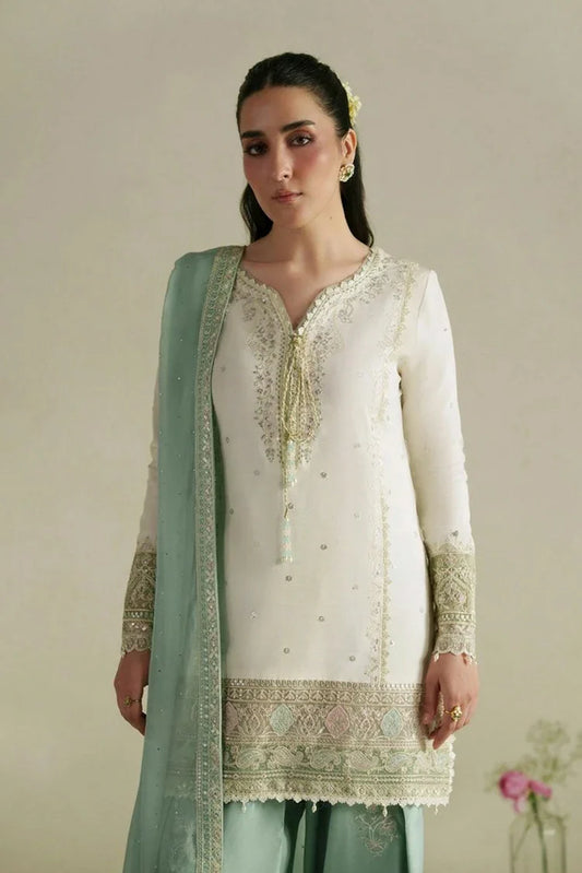 Vera - Raw Silk Edit - 02-Aab Ivory Shirt Set - Unstitched