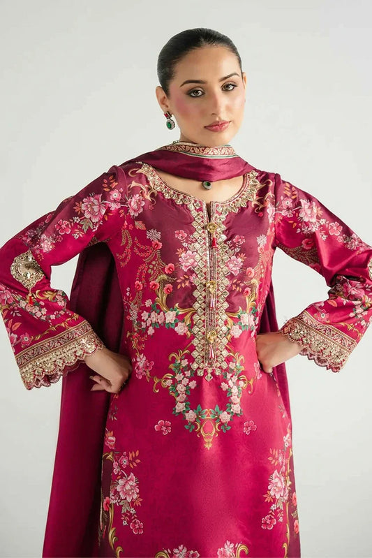 Gulaal - Aira Printed Silk - GS-13-Garnet Garden - Unstitched