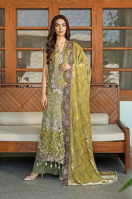 Asifa & Nabeel - Plush Luxury Winter - Olive Bloom (WLXU-01) - Unstitched