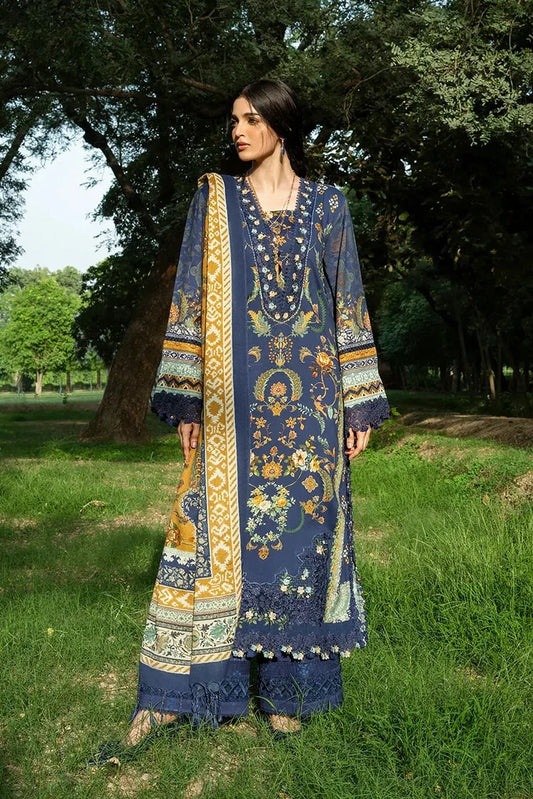 Picture of Elaf - Wilderness Pashmina Shawl Edit - EWR-3A BLUES - Unstitched - Available at Raja Sahib