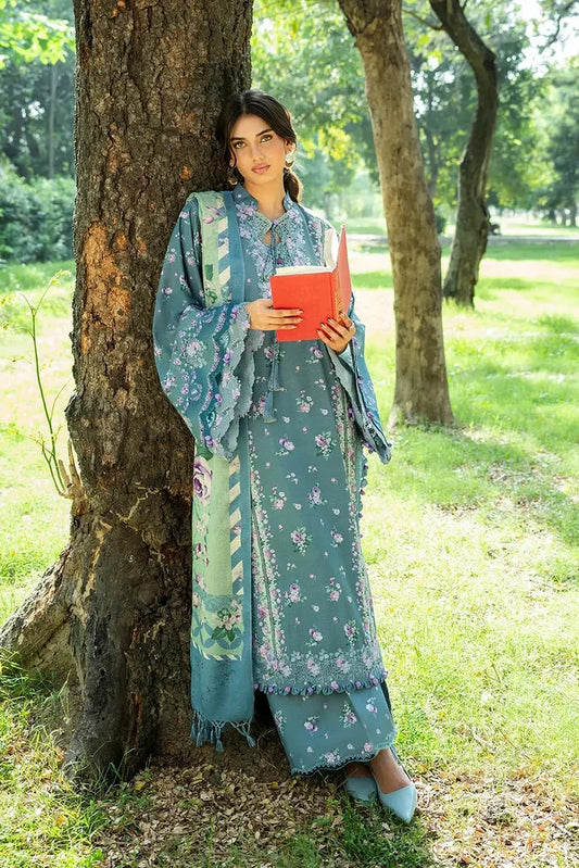 Picture of Elaf - Wilderness Pashmina Shawl Edit - EWR-4B CINERARIA - Unstitched - Available at Raja Sahib