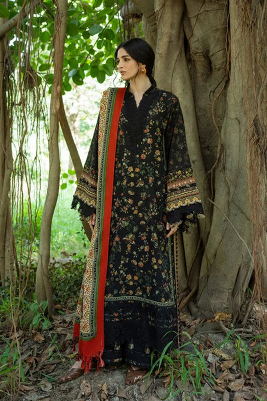 Picture of Elaf - Wilderness Pashmina Shawl Edit - EWR-8A NOIRE - Unstitched - Available at Raja Sahib